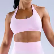 High-Impact Women's Sports Bra – Halter Neck, Seamless, Padded, Backless