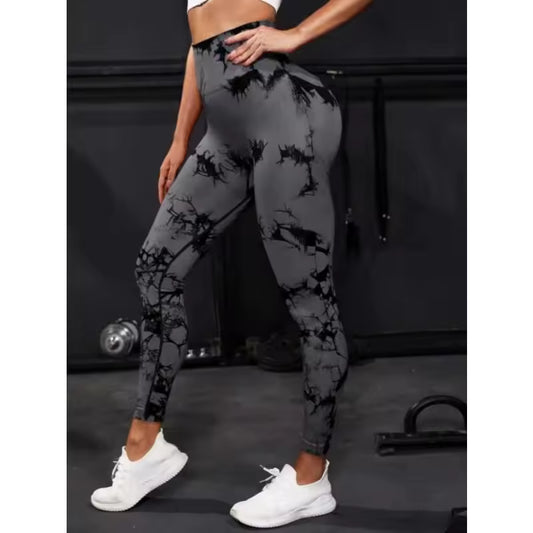Seamless high waist sports leggings in gray and black